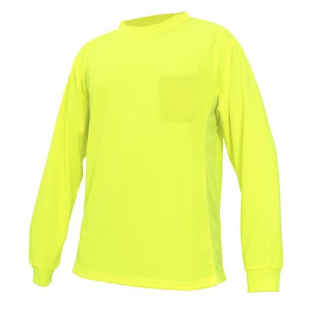Ge Hi-Vis Long Sleeve T-Shirt, Polyester Knit Birdseye, Mesh, Green, M GS108GM